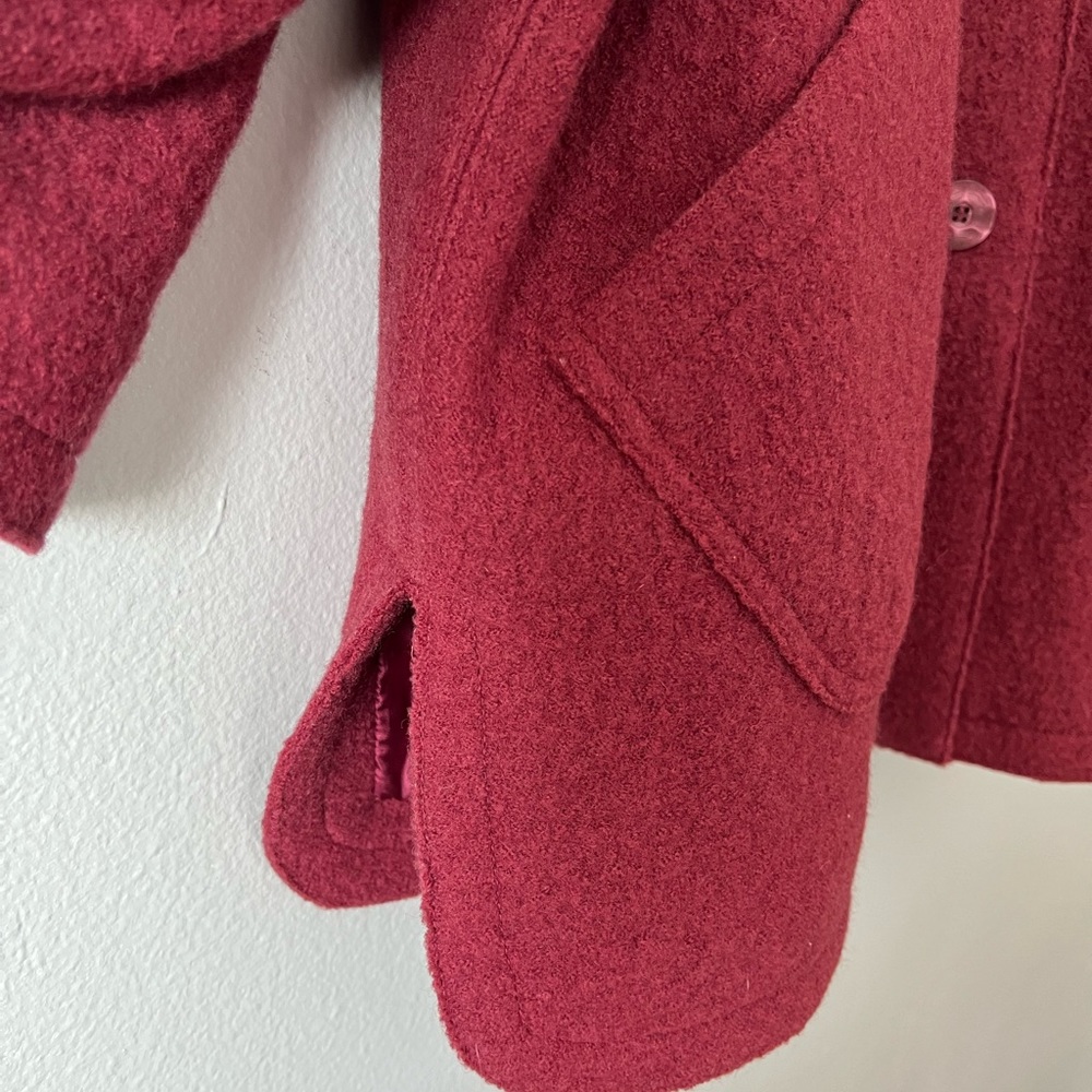 J. Jill 100% Wool Coat Kimono Sleeves Merlot  Button-down Size S Fit To Xl NWOT - Picture 5 of 9